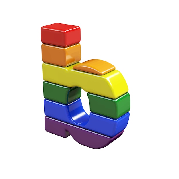 Symbol 3d made of LGBT flag colors letter b