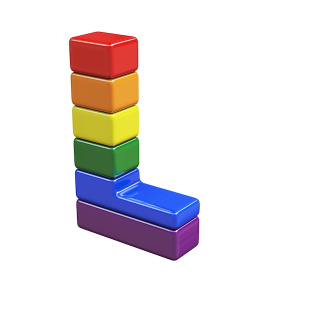 Symbol 3d made of LGBT flag colors letter l