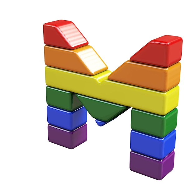 Vector symbol 3d made of lgbt flag colors letter m