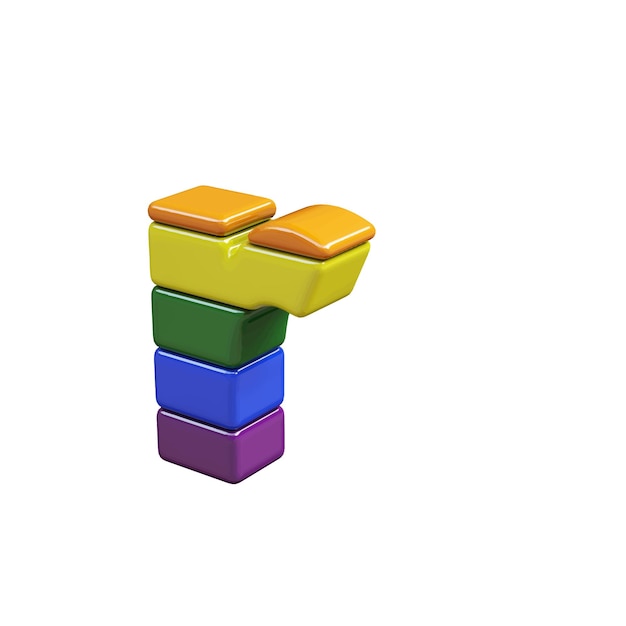 Vector symbol 3d made of lgbt flag colors letter r