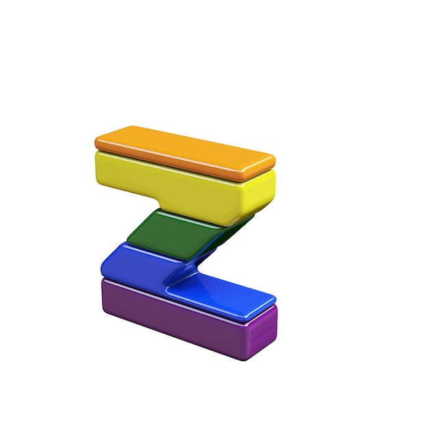 Symbol 3d made of LGBT flag colors letter z