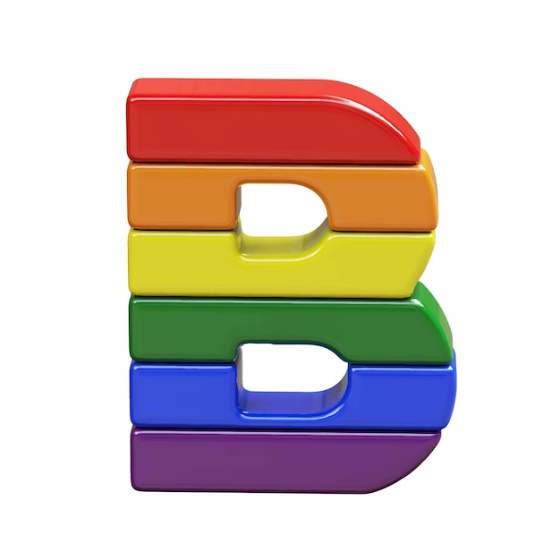 Vector symbol 3d made of lgbt flag colors number letter b