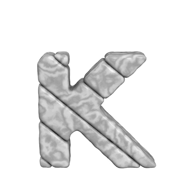 Vector symbol 3d made of marble letter k