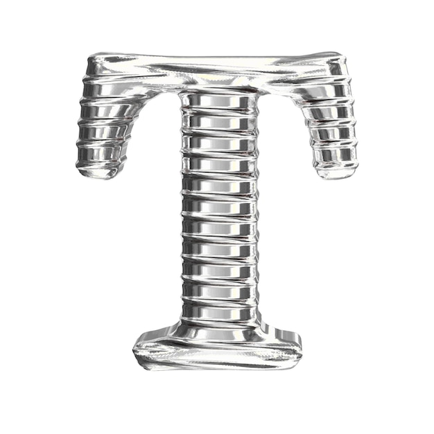 The symbol 3d made of silver letter t