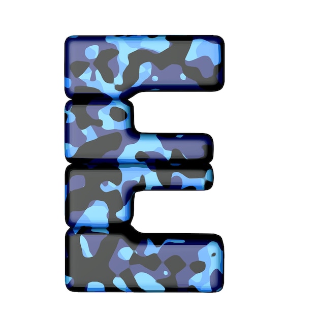 Vector symbol in blue camouflage letter e