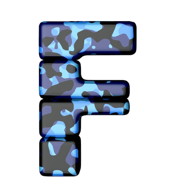 Vector symbol in blue camouflage letter f