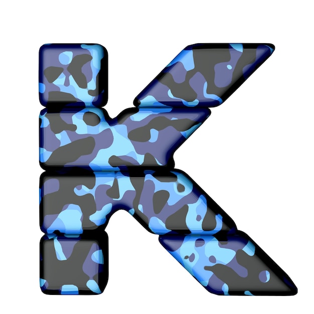 Vector symbol in blue camouflage letter k