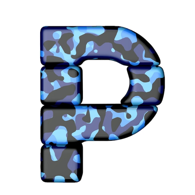 Vector symbol in blue camouflage letter p