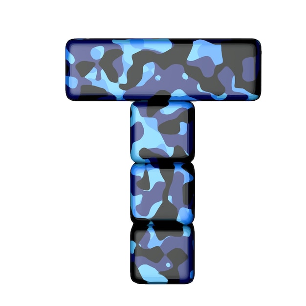 Symbol in blue camouflage letter t