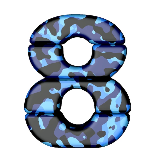 Vector symbol in blue camouflage number 8