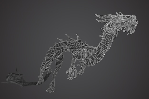 Symbol of chinese new year long flying dragon kite vector 3d illustration