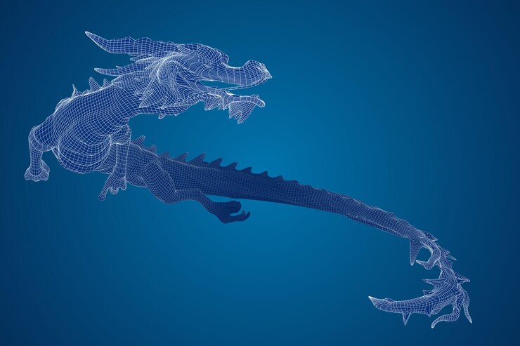 Vector symbol of chinese new year long flying dragon kite vector 3d illustration