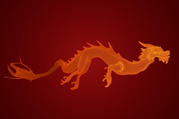 Vector symbol of chinese new year long flying dragon kite vector 3d illustration