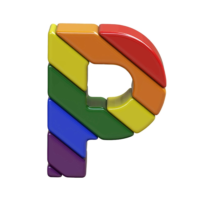 वेक्टर symbol in the colors of the lgbt flag letter p