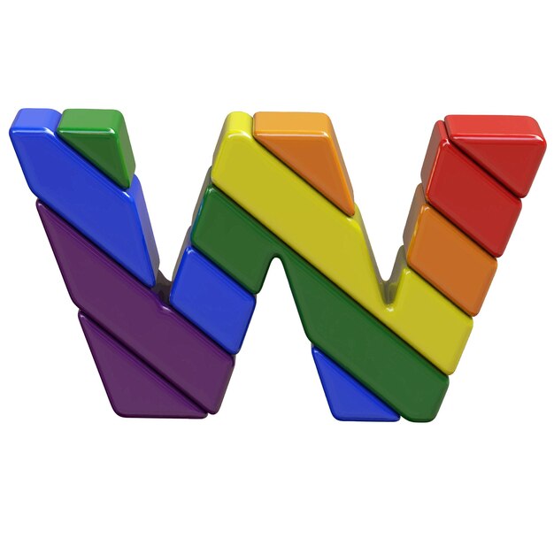 Symbol in the colors of the lgbt flag letter w