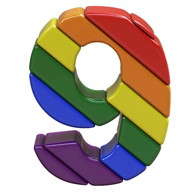 Vector symbol in the colors of the lgbt flag number 9