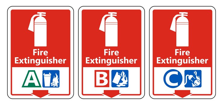 Vector symbol fire extinguisher a b c sign on white background