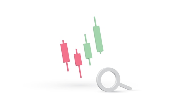 Symbol graph or chart icon 3D Bearish Candlestick graph chart isolated white background