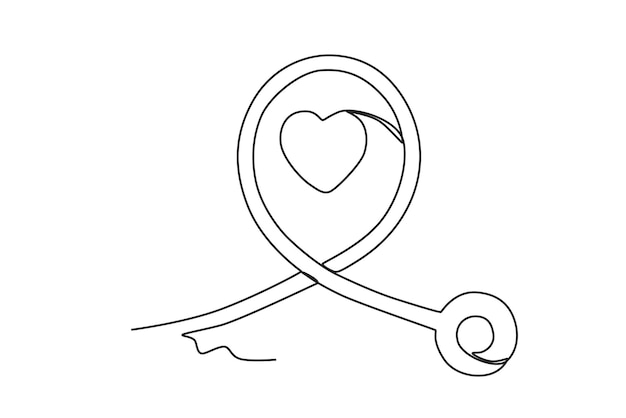 A symbol of heart day World heart day oneline drawing