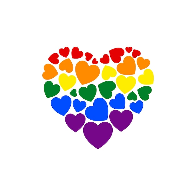 Vector symbol heart with rainbow flag lgbt pride