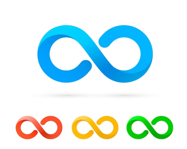 Symbol of infinity art info, color set collection. vector illustration