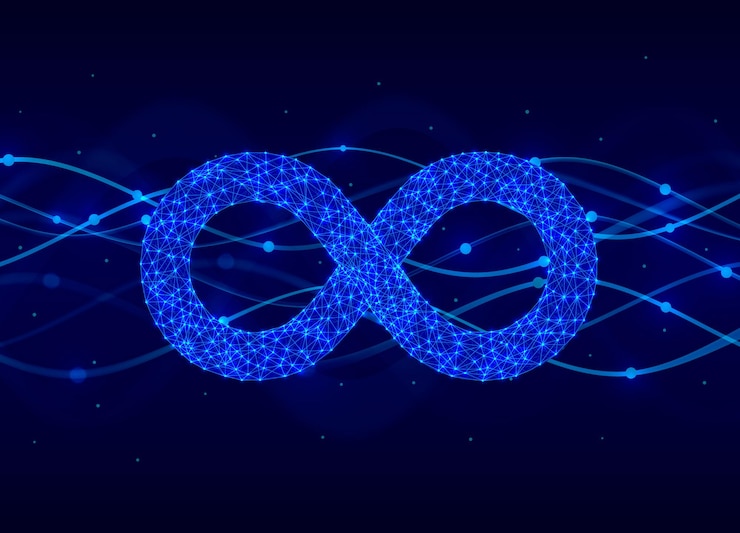 Vector symbol of infinity electronic sign, technology network digital. vector illustration