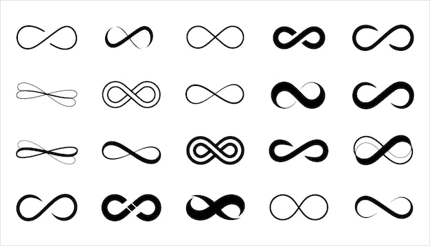 Symbol Infinity Icons Set Endless Loop Eternity Limitless Infinite Design Vector