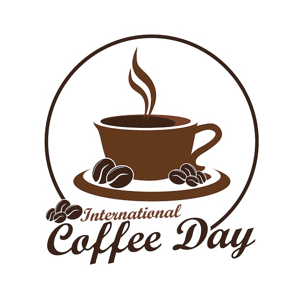 symbol international coffee day with coffee and cups in circles suitable for logos posters greeting cards promotions