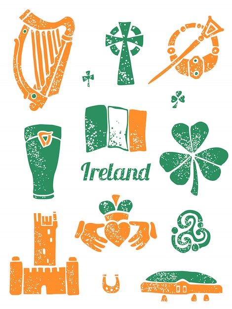 Symbol of Ireland set in lino style