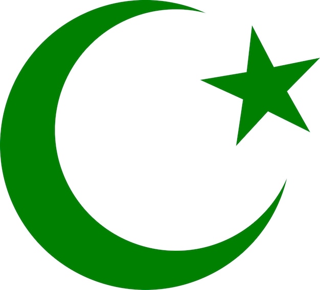 Symbol Islam crescent star dark green color vector eps