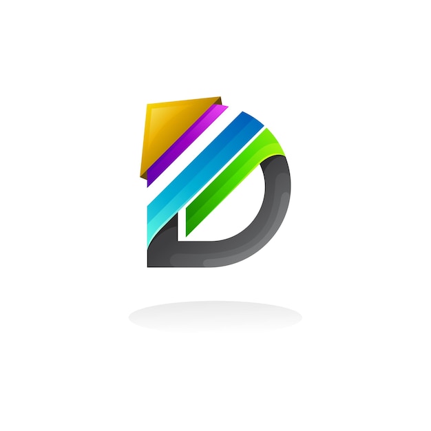 Symbol letter d logo template 3d colorful