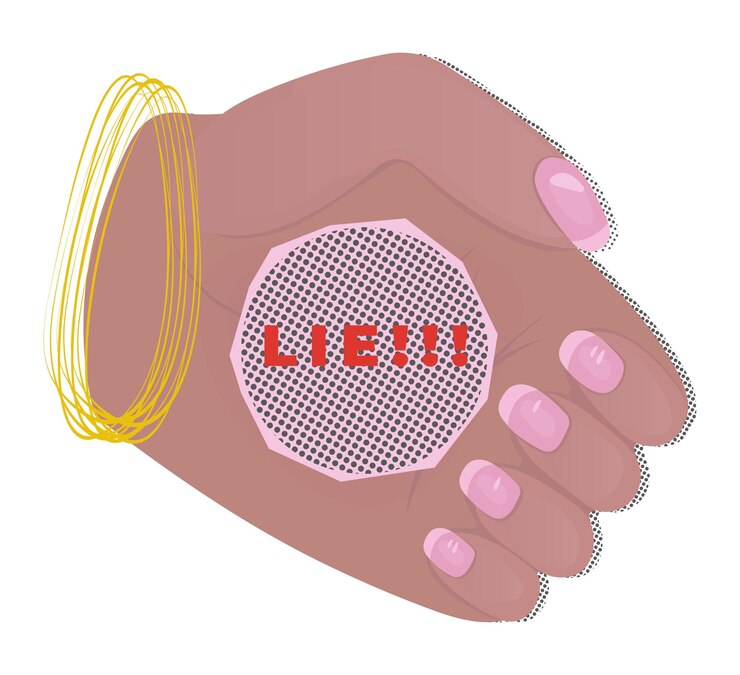 Vector the symbol of lie color and halftone retro pop art trendy y2k deception symbol 90s grunge sticker