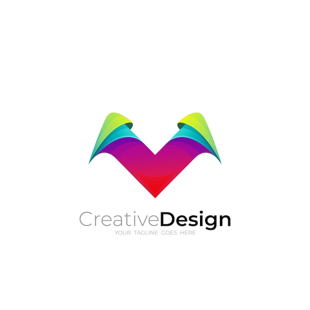 Symbol M logo with colorful design 3d colorful