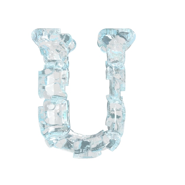 Vector symbol made of broken ice letter u