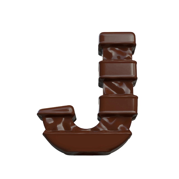 Symbol made of chocolate 3d letter j