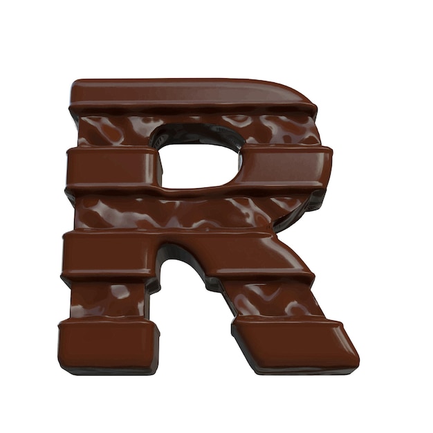 Symbol made of chocolate 3d letter r