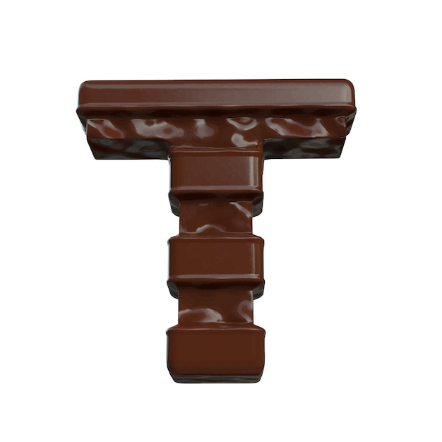 Symbol made of chocolate 3d letter t
