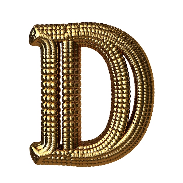Symbol made of gold spheres letter d