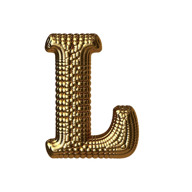Symbol made of gold spheres letter l