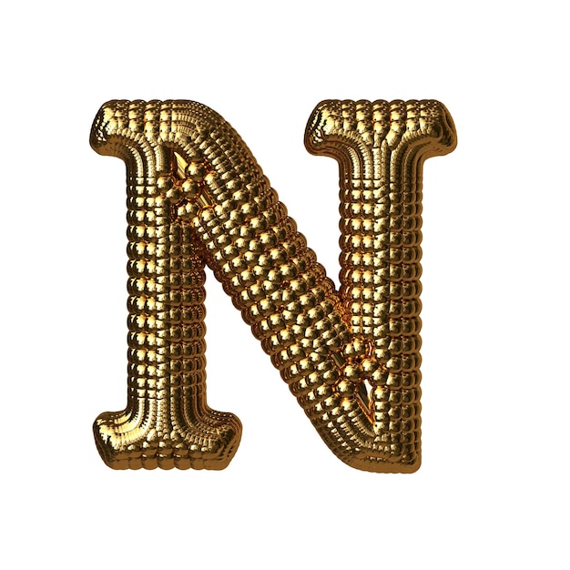 Vector symbol made of gold spheres letter n