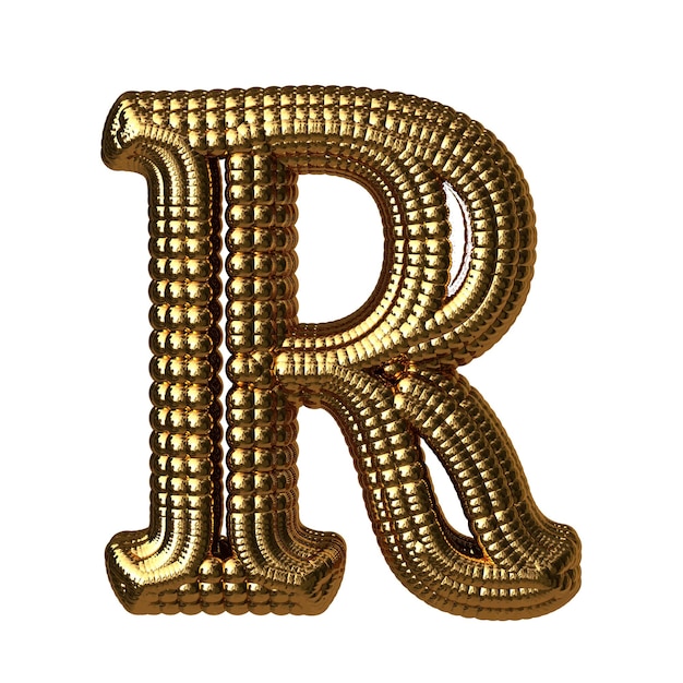 Vector symbol made of gold spheres letter r