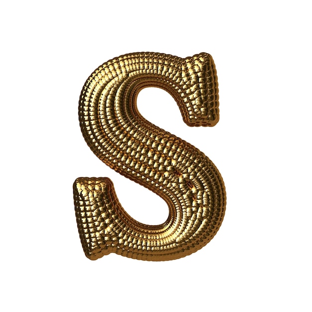 Symbol made of gold spheres letter s