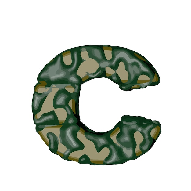 Vector symbol made of green camouflage letter c