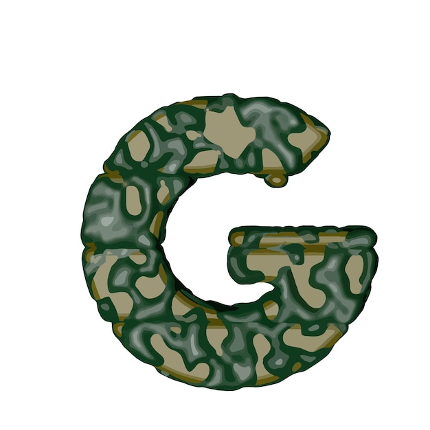 Symbol made of green camouflage letter g
