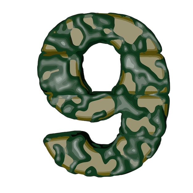 Simbolo composto da camouflage verde numero 9