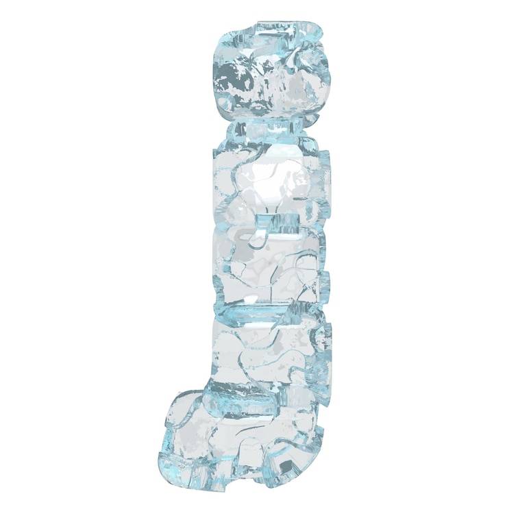 Vector symbol made of ice 3d letter j