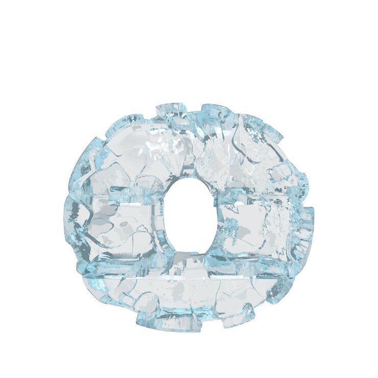 Vector symbol made of ice 3d letter o