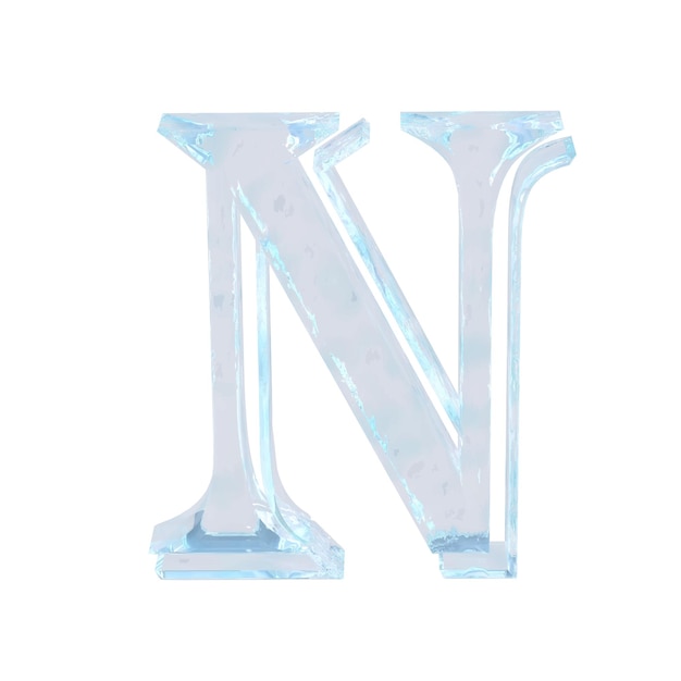 Symbol made of ice letter n
