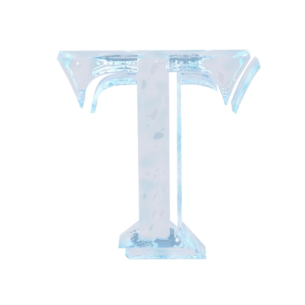 Symbol made of ice letter t