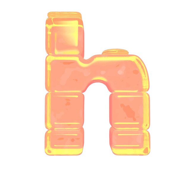 symbol made of orange colored ice letter h